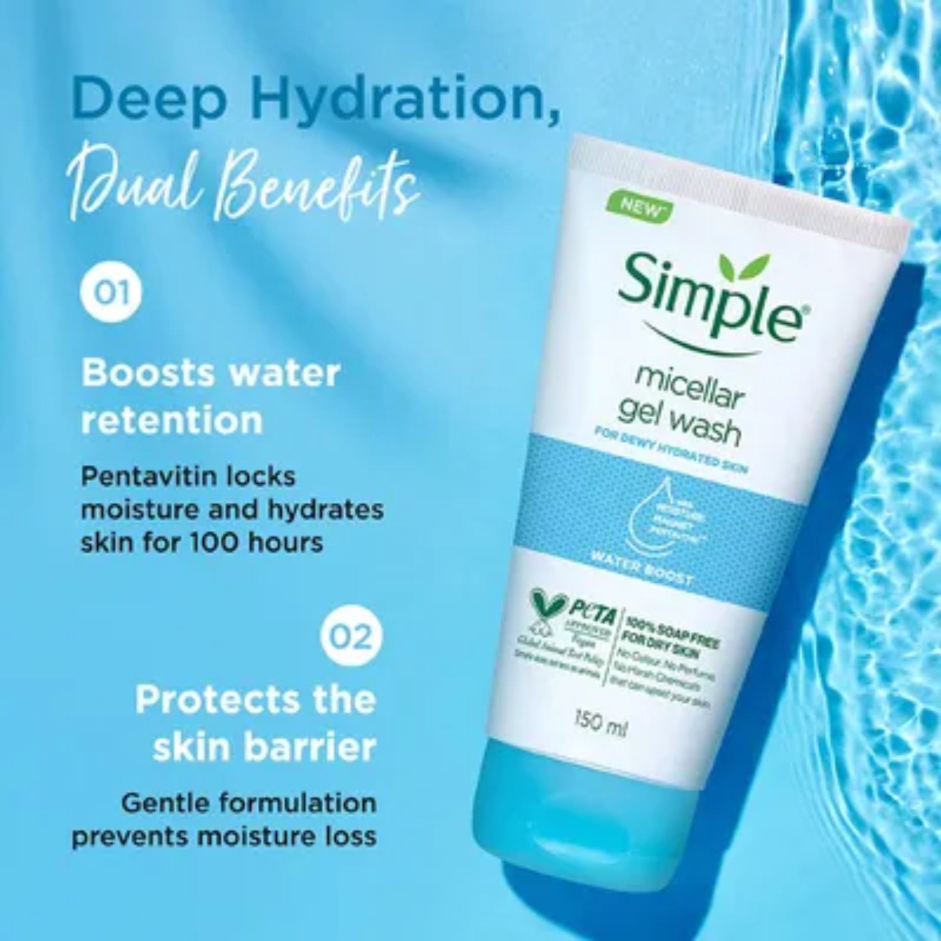 Simple Water Boost Micellar Gel Facial Wash