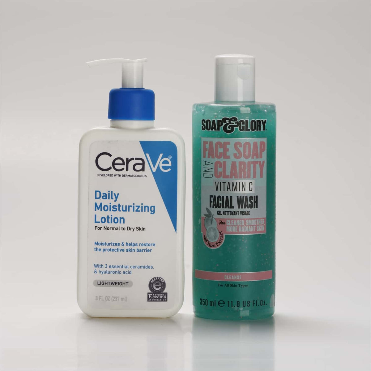 CeraVe Daily Moisturizing Lotion for Dry Skin 237ML & Face Soap & Clarity Vitamin C Face Wash 350ML